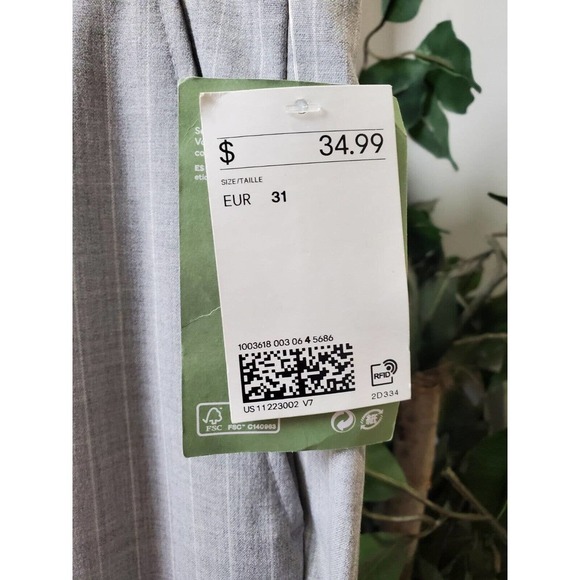 H&M Women Gray Polyester Blend Zippered Mid Rise Straight Fit Dress Pant Size 31 - Picture 3 of 11